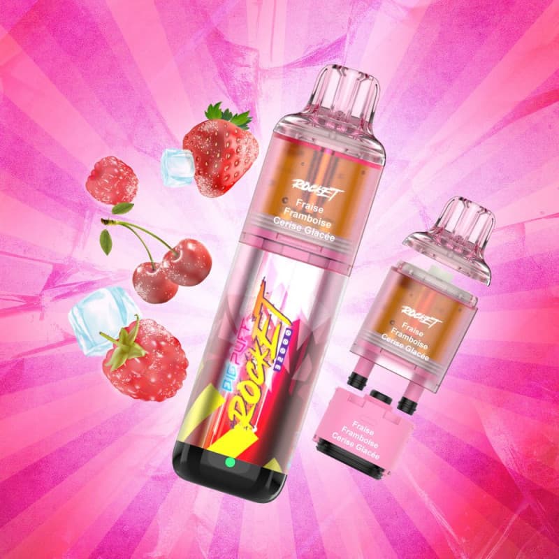 BIG PUFF ROCKET FRAISE FRAMBOISE CERISE 32000 PUFFS - BIG PUFF ROCKET