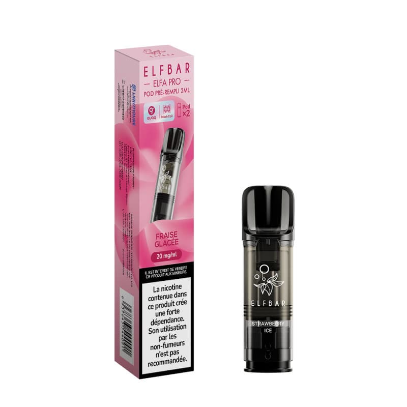 ELFA ELFBAR CARTOUCHE FRAISE GLACÉE / 2PCS ELFA PRO ELFBAR