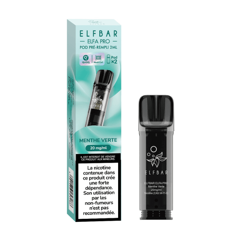 ELFA ELFBAR CARTOUCHE MENTHE VERTE / 2PCS ELFA PRO ELFBAR