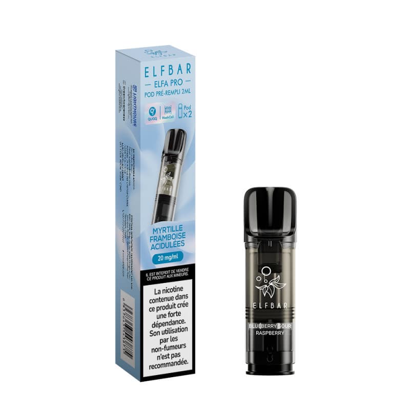 ELFA ELFBAR CARTOUCHE MYRTILLE FRAMBOISE ACIDULÉES / 2PCS ELFA PRO ELFBAR